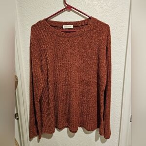 Fantaslook Brown Crew Neck Ribbed Sweater SIZE XL